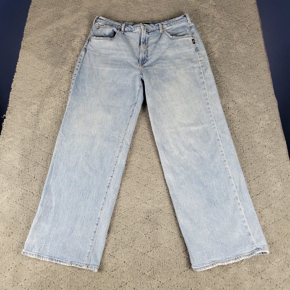 Silver Jeans Womens 16W Blue Baggy Wide Leg Crop High Rise Light Wash Stretch